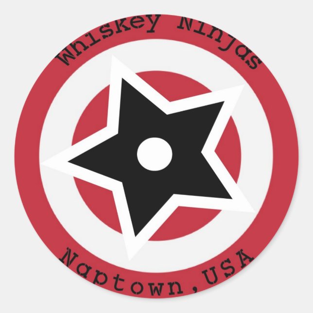 Redonda Pegatina Whiskey Ninjas (Anverso)