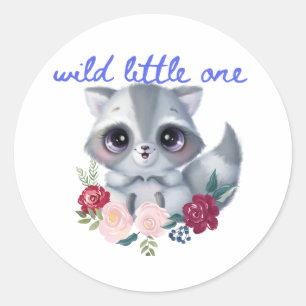 Redonda Pegatina Wild Little One Raccoon