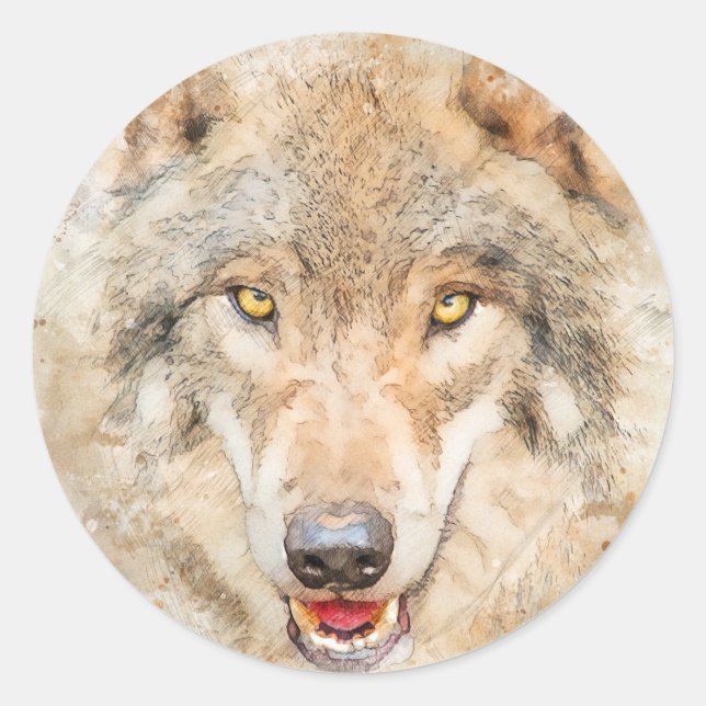 Redonda Pegatina wolf (Anverso)