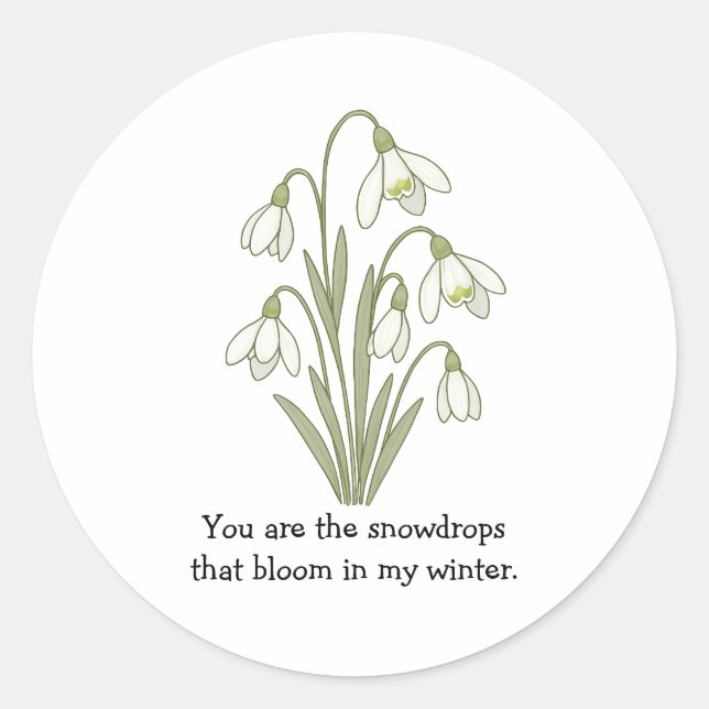 Redonda Pegatina Wonky Zoo Lovely Snowdrops (Anverso)