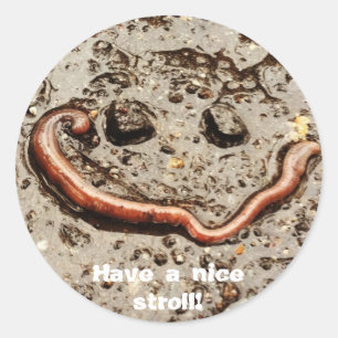 Redonda Pegatina Wormy Smile