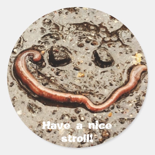 Redonda Pegatina Wormy Smile (Anverso)
