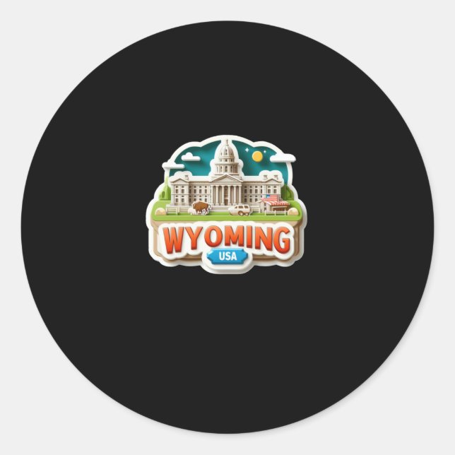 Redonda Pegatina Wyoming (Anverso)