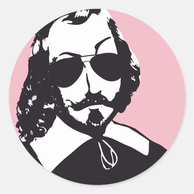 Redonda Pegatina x20 Samuel Champlain Hipster gafas (Anverso)