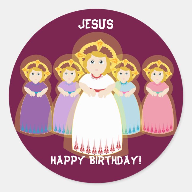 Redonda Pegatina y Personalizar de cumpleaños de Jesús (Anverso)