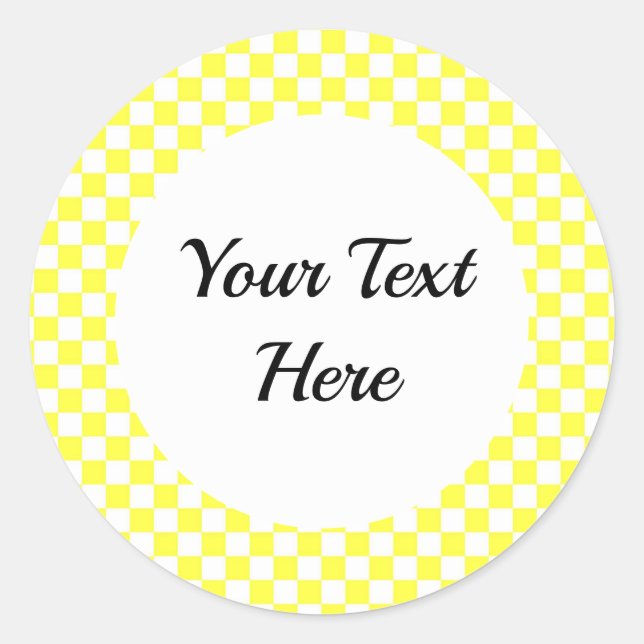 Redonda Pegatina Yellow Gingham (Anverso)