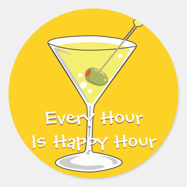 Redonda Pegatina Yellow Martini (Anverso)