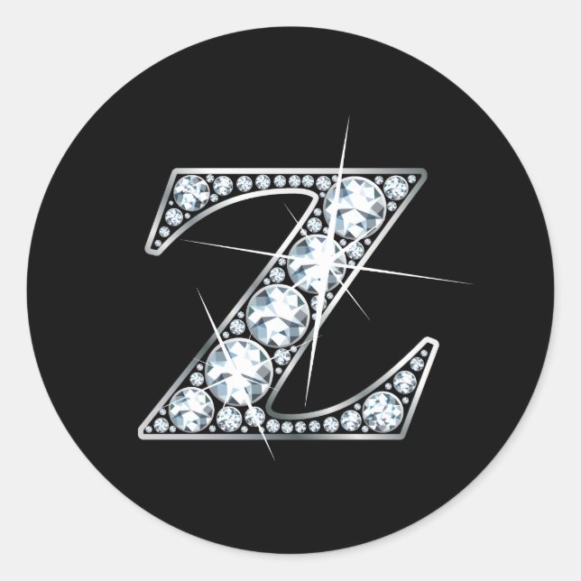Redonda pegatina "Z" Diamond Bling (Anverso)