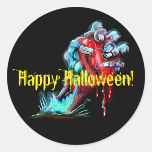 Redonda Pegatina Zombie Hand Bleeding Heart