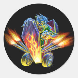 Redonda Pegatina Zombie Hotrod