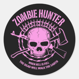 Redonda Pegatina zombie Hunter