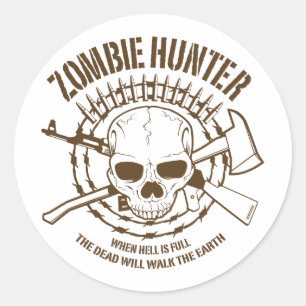 Redonda Pegatina zombie Hunter