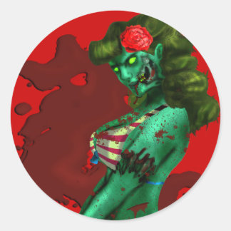 Redonda Pegatina Zombie Pin-up