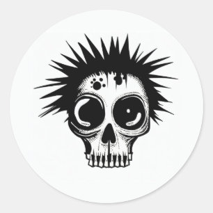 Redonda pegatina "ZOMBIE PUNK SKULL"