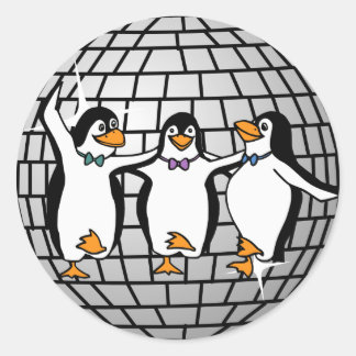 Redonda Pelota disco con Pegatina de pingüinos bailarines