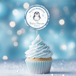 Redonda Penguin Baby Shower Favor Pegatina