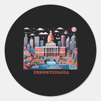Redonda Pennsylvania En Pegatina Estadounidense