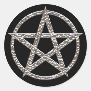 Redonda Pentagram Hammered Pegatina redondo cromado