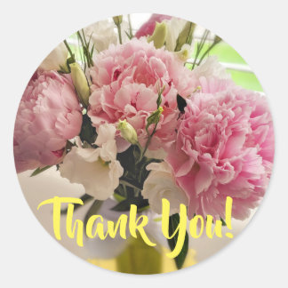 Redonda Peonies Floral Gracias Pegatina