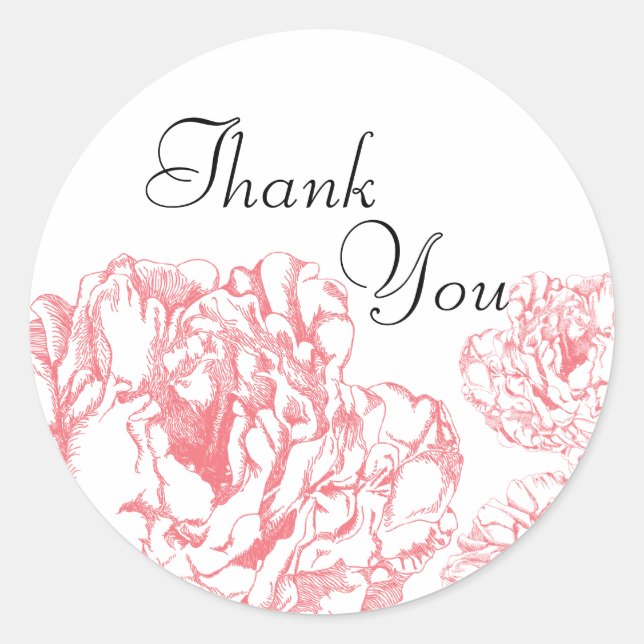 Redonda Peony Save the Date Pegatina (Anverso)