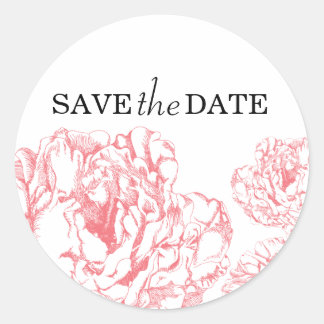 Redonda Peony Save the Date Pegatina