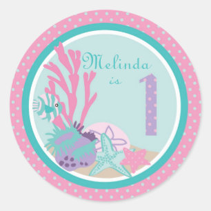 Redonda Pequeña sirena Pegatina 1