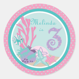 Redonda Pequeña sirena Pegatina 3