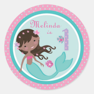 Redonda Pequeña sirena Pegatina AA 1B