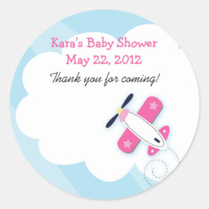 Redonda Pequeño Aviador Rosa Pegatina de Vuelta de Aviació