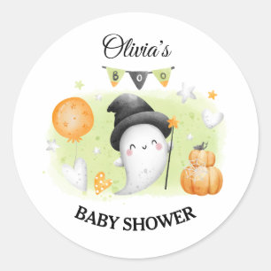 Redonda Pequeño boo de la Pegatina Baby Shower de Hallowee