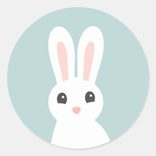 Redonda Pequeño conejito Pegatina azul