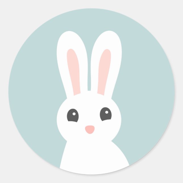 Redonda Pequeño conejito Pegatina azul (Anverso)