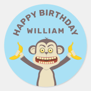 Redonda Pequeño Mono Clásico Pegatina Redondo