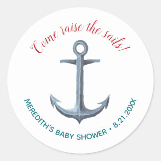 Redonda Pequeño Pegatina de Baby Shower Nautical Sailor