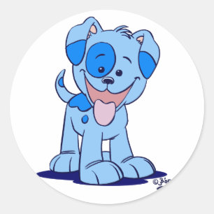 Redonda Pequeño pegatina de cachorro azul