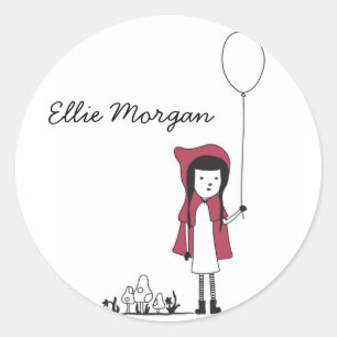 Redonda Pequeño Pegatina de Caperucita Roja