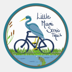 Redonda Pequeño Pegatina de Heron de Miami Scenic Trail