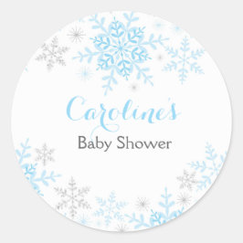 Redonda Pequeño Pegatina de la Ronda Baby Shower Snowflake