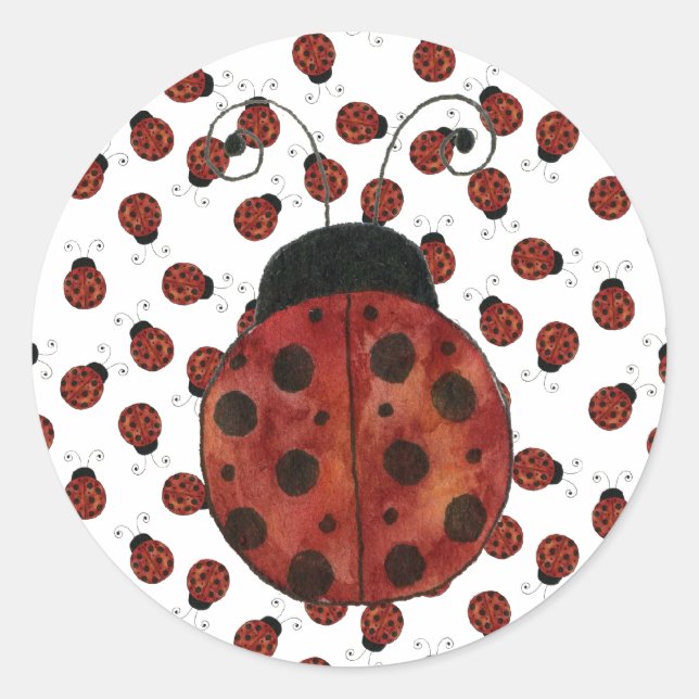 Redonda Pequeño Pegatina de Ladybug (Anverso)