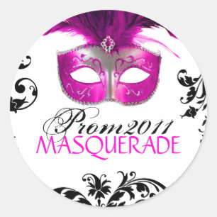 Redonda Pequeño - Pegatina de mascarada con clase