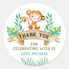 Redonda Pequeño pegatina de monos