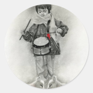 Redonda Pequeño Pegatina de tambores