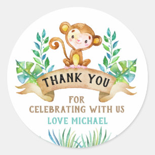 Redonda Pequeño pegatina mono