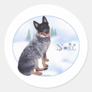 Redonda Perro australiano Noel - pegatina del ganado