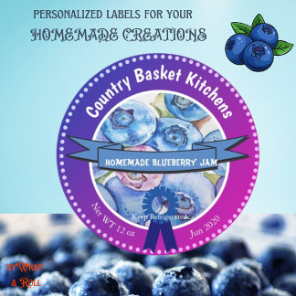 Redonda Personalizable Blueberry Jam Round Pegatina