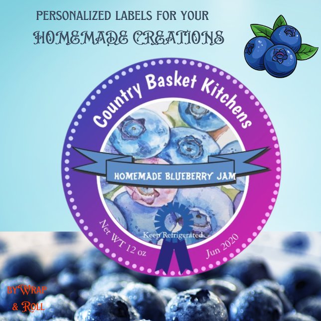 Redonda Personalizable Blueberry Jam Round Pegatina (Subido por el creador)