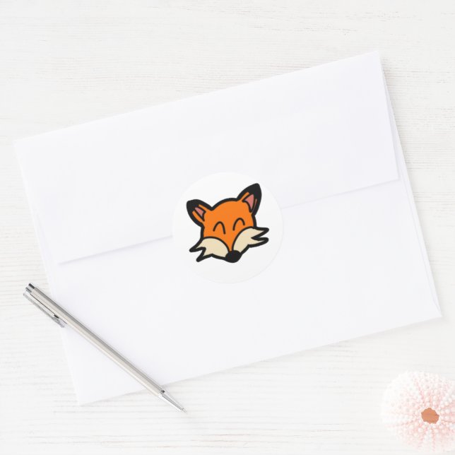 Redonda Personalizable Cute Fox Pegatina (Sobre)