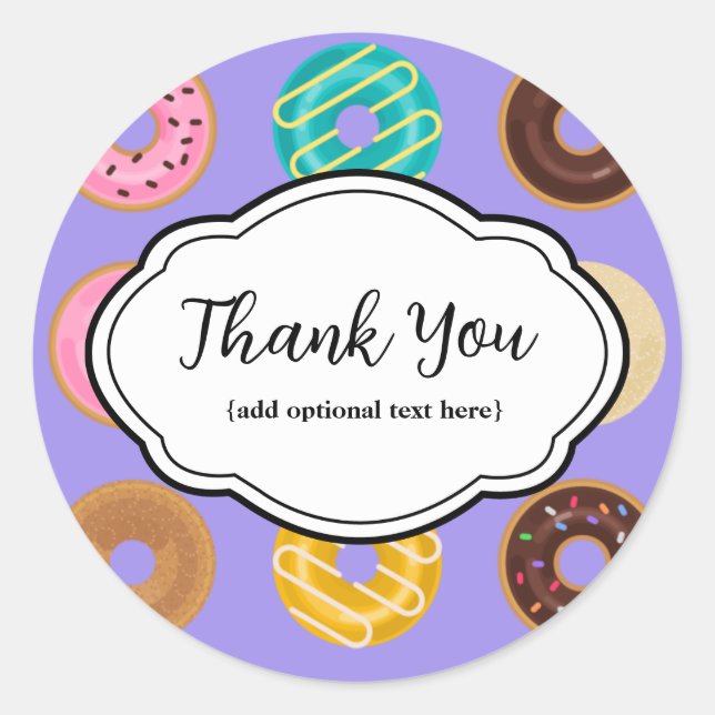 Redonda Personalizable Gracias Pegatina Donuts (Anverso)