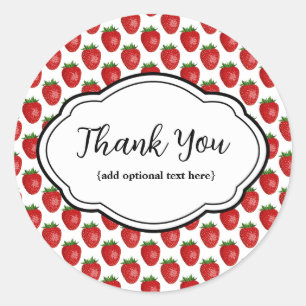 Redonda Personalizable Gracias Pegatina Strawberries