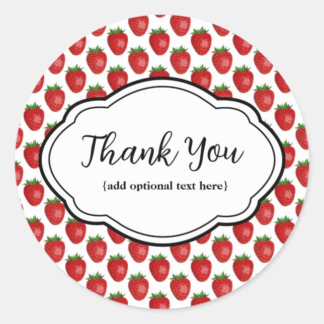 Redonda Personalizable Gracias Pegatina Strawberries (Anverso)
